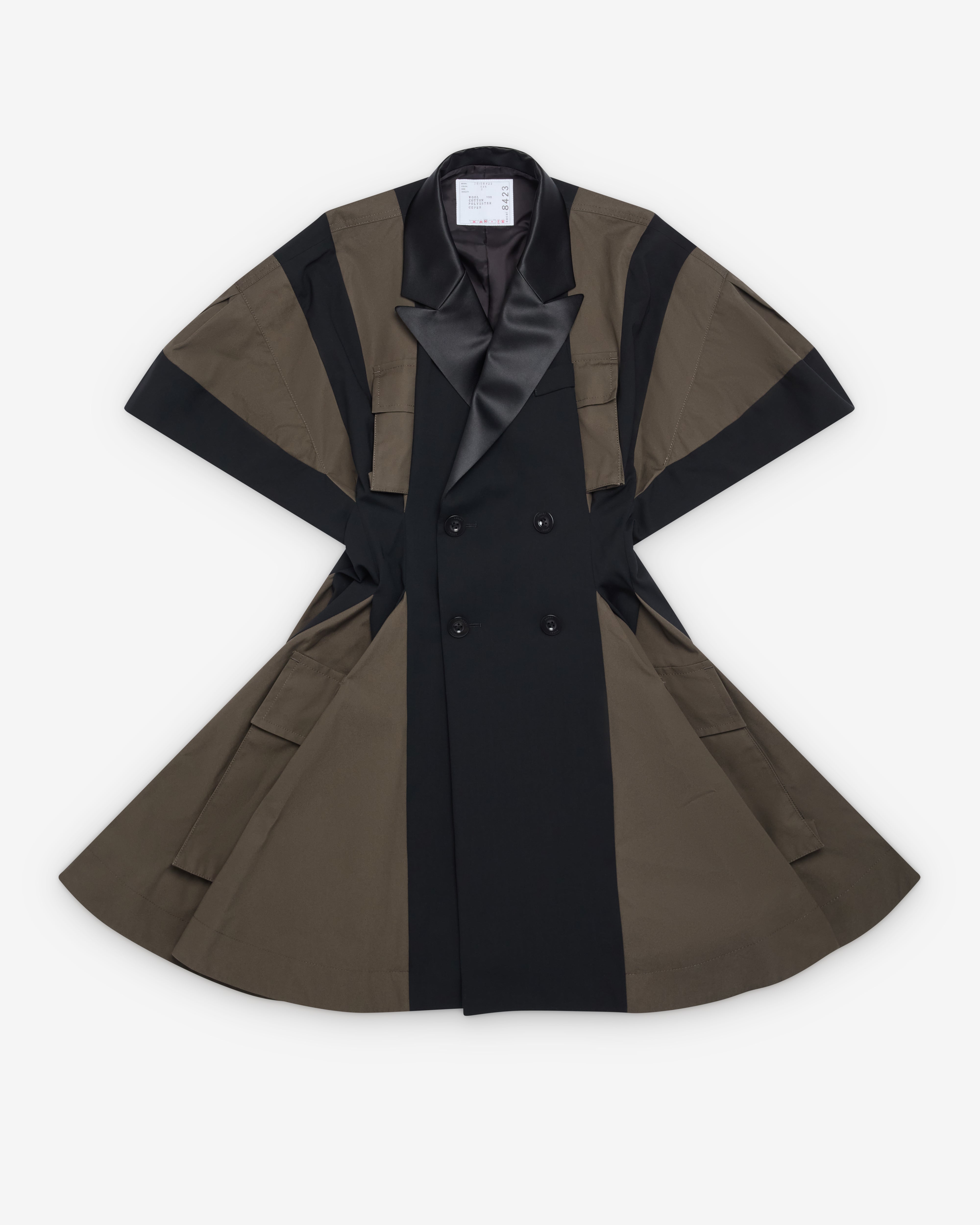 Sacai: Women's Wool Suiting Dress (Navy/Green) | Dover Street
