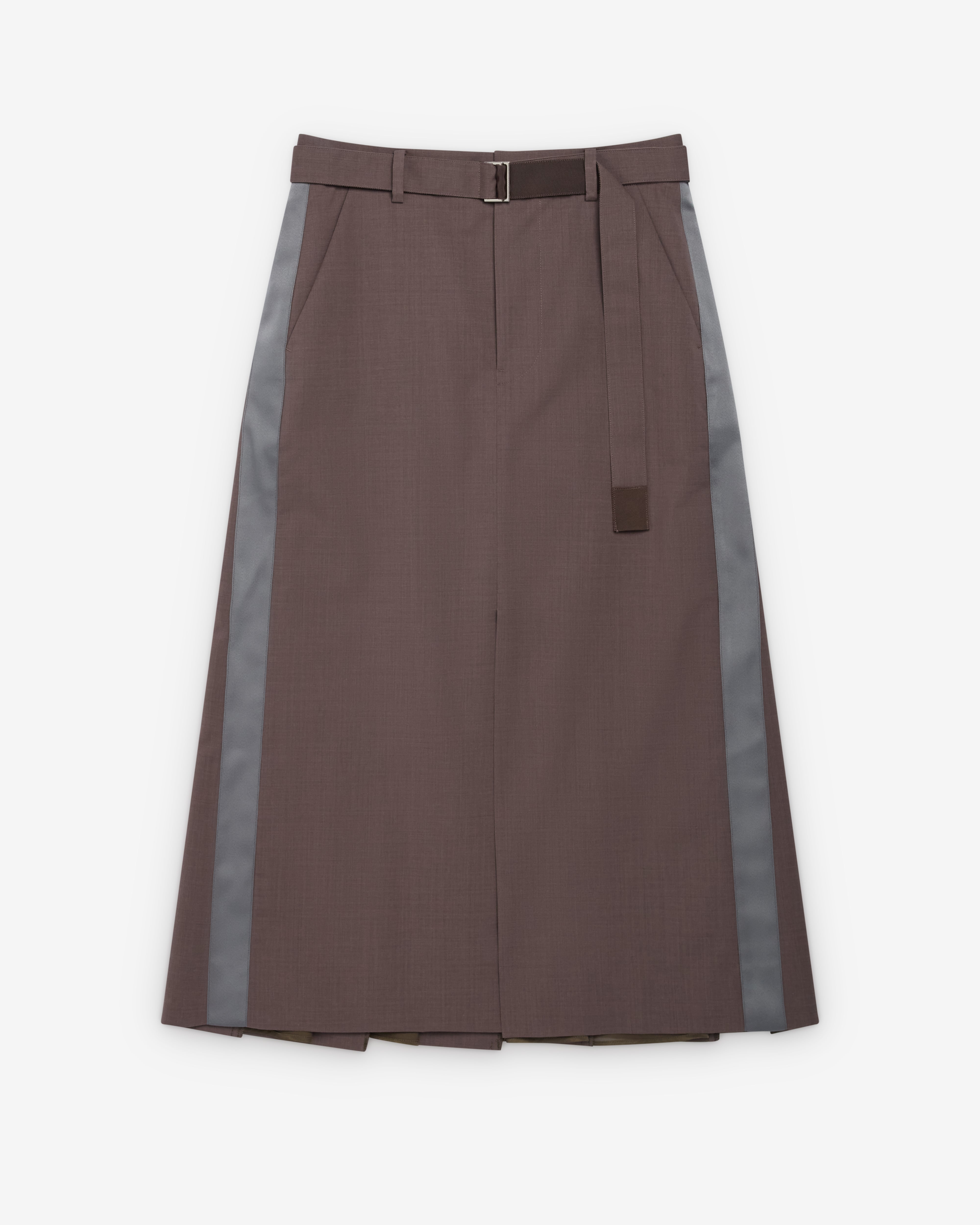 Sacai: Women's Wool Suiting Skirt (Taupe/Grey) | Dover Street