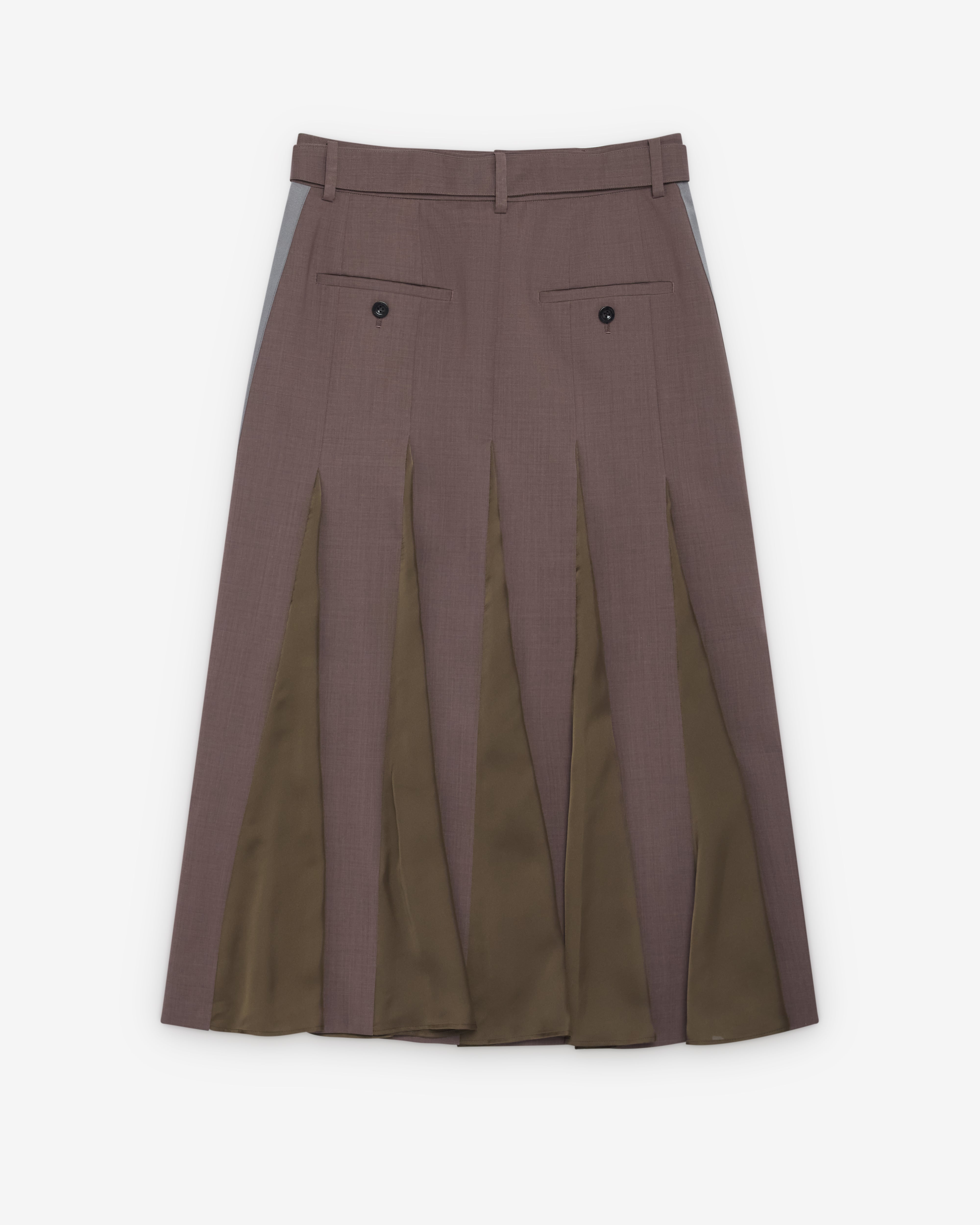 Sacai: Women's Wool Suiting Skirt (Taupe/Grey) | Dover Street