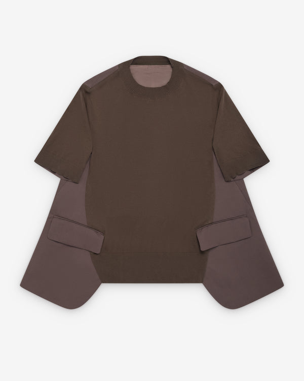Sacai  - Women's Wool Suiting X Cotton Knit Pullover - (Brown)