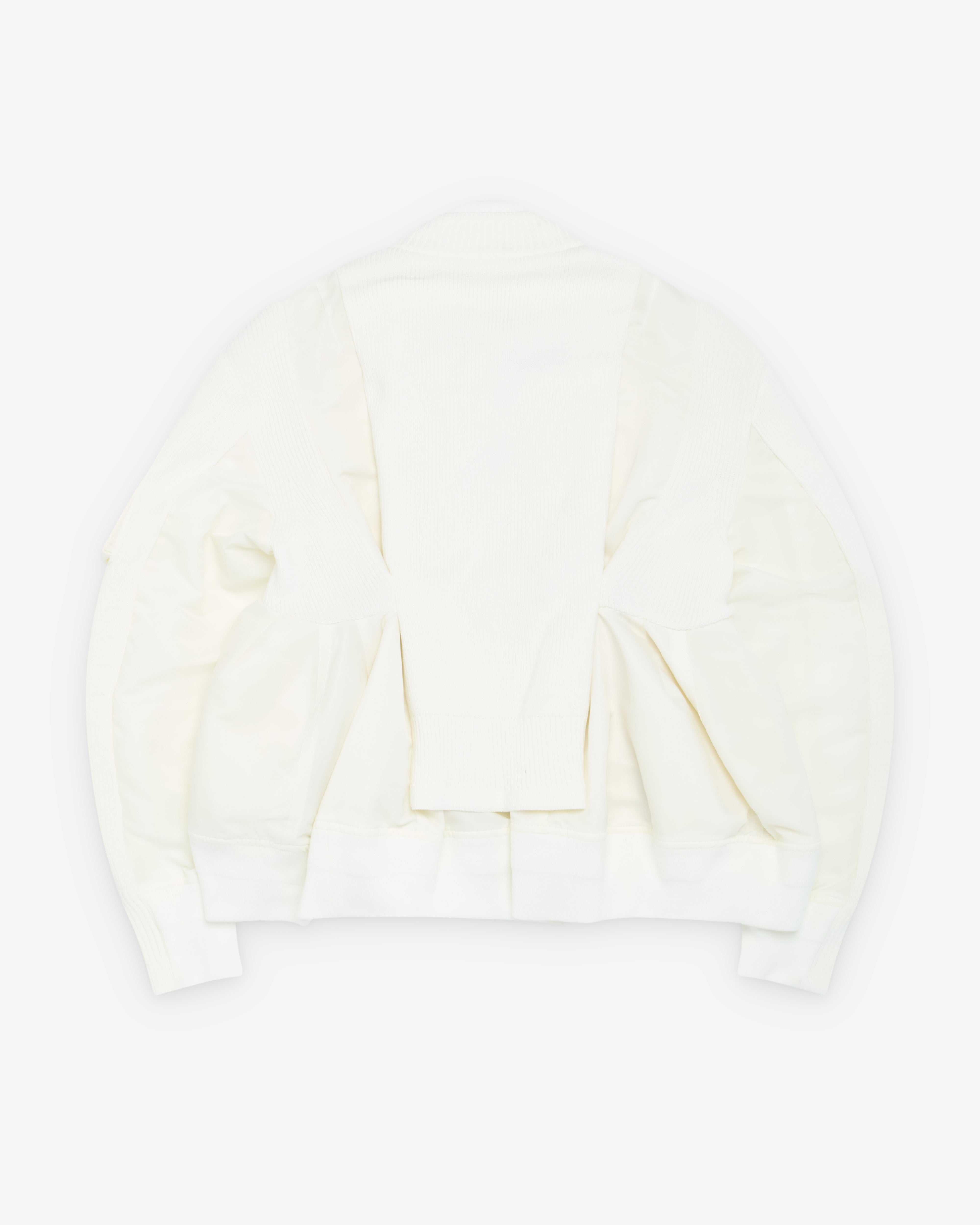 Sacai : Women's Nylon Twill X Knit Blouson (White) | Dover Sacai : Women's Nylon Twill X Knit Blouson (White) | Dover