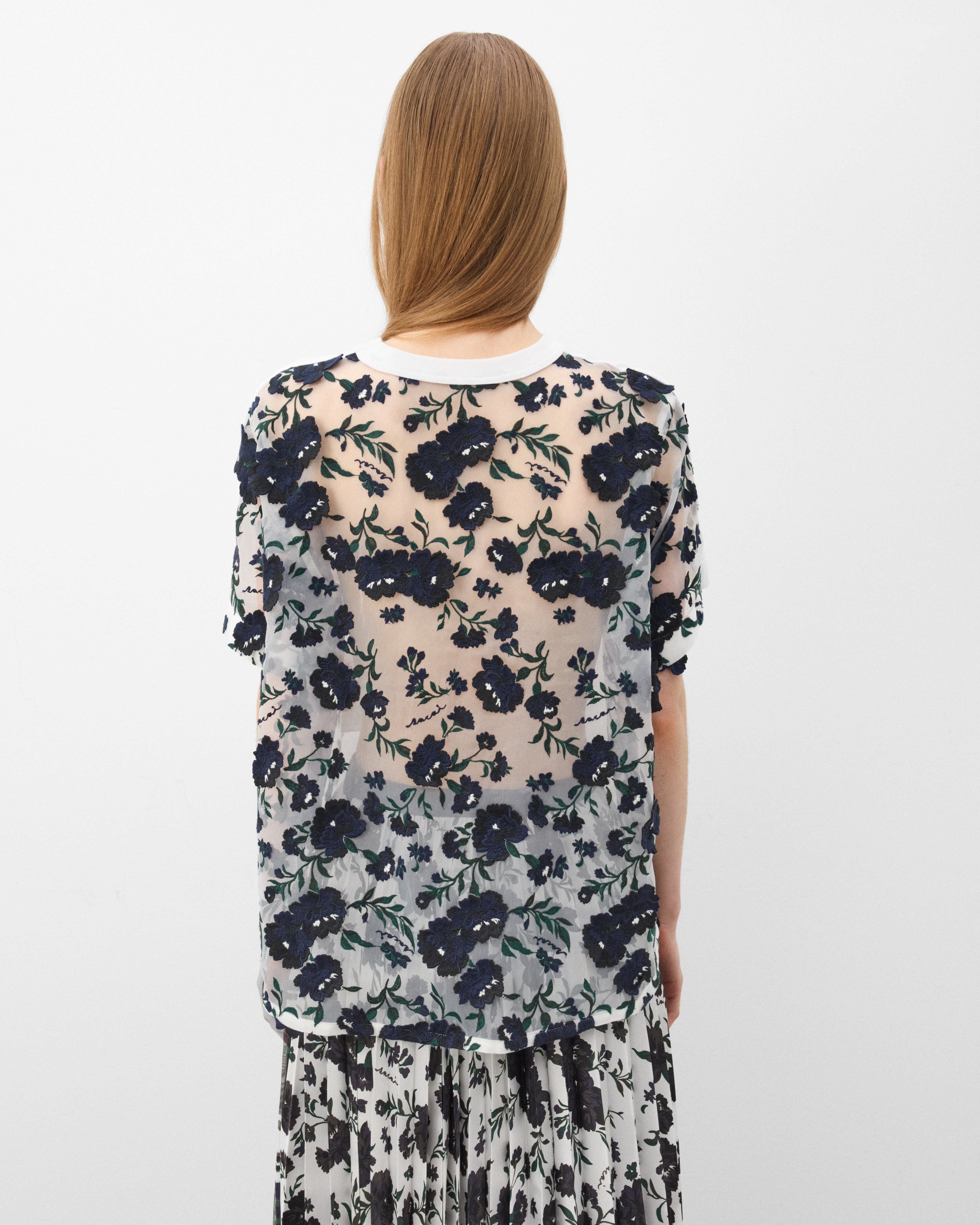 Sacai : Women's Floral T-Shirt (White/Black) | Dover Street Market