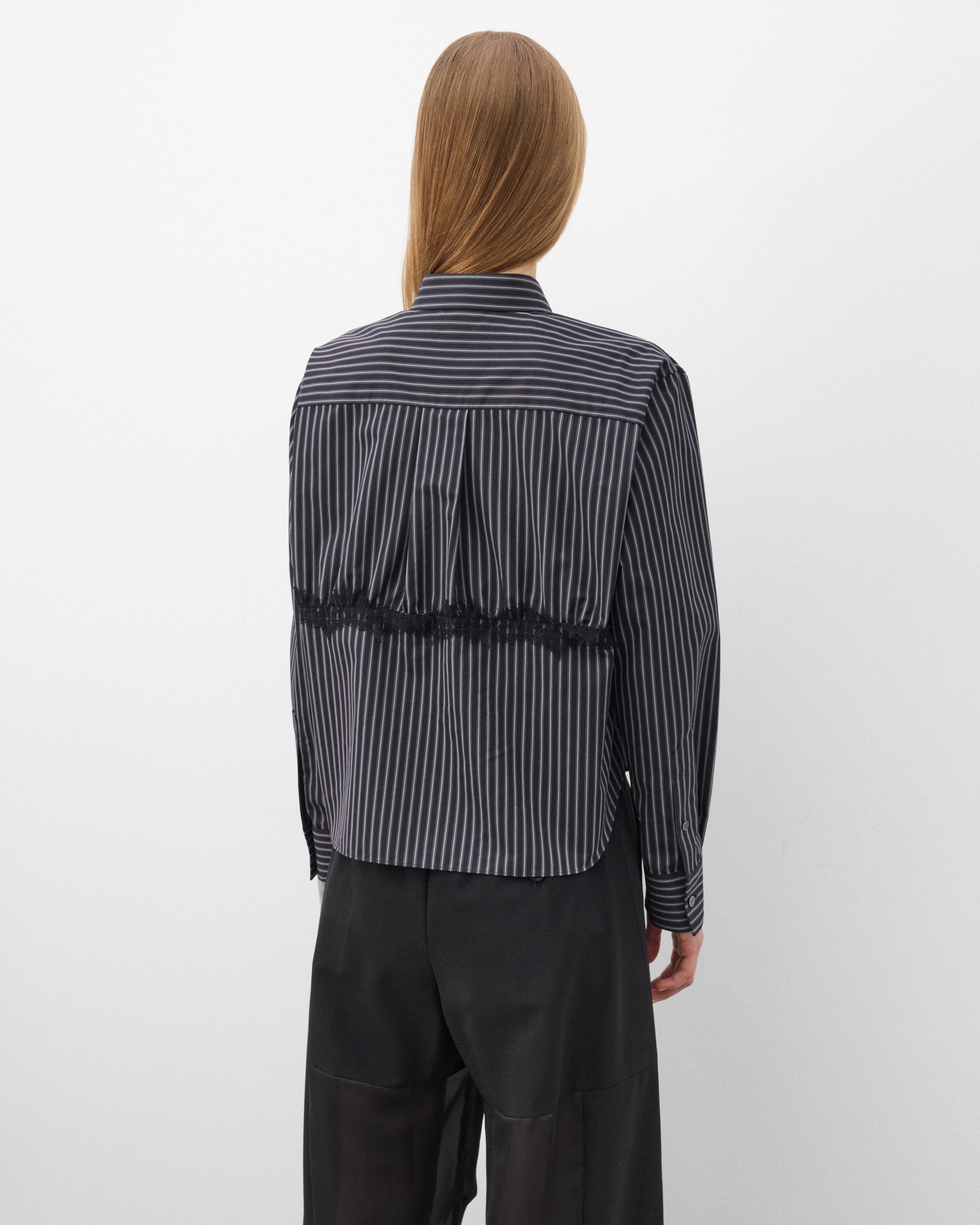 Sacai: Women's Poplin Stripe Shirt (Black) | Dover Street Market