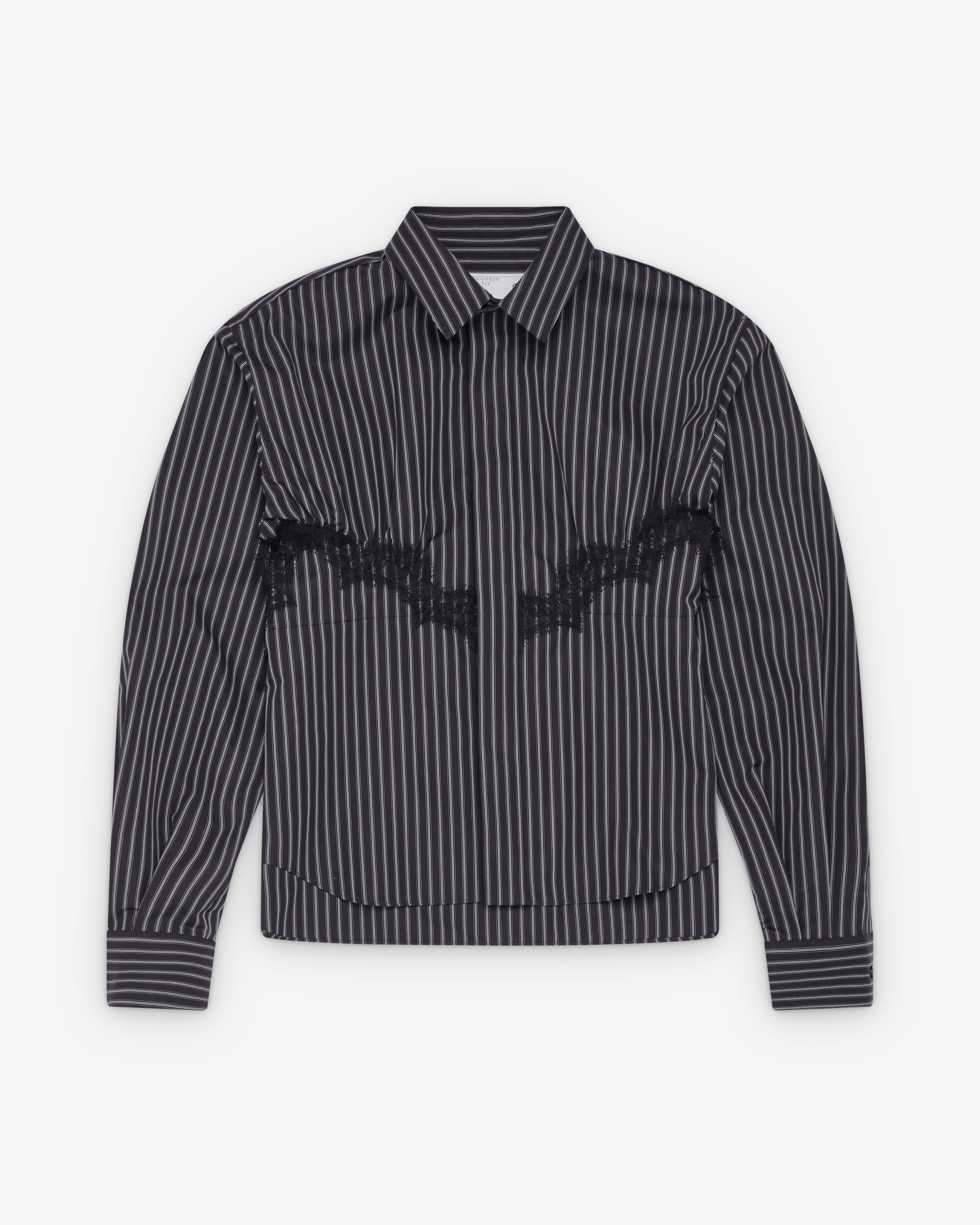 Sacai: Women's Poplin Stripe Shirt (Black) | Dover Street Market