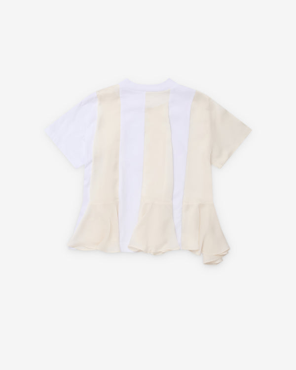 Sacai  - Women's Satin X Cotton Jersey T-Shirt - (White/Cream)