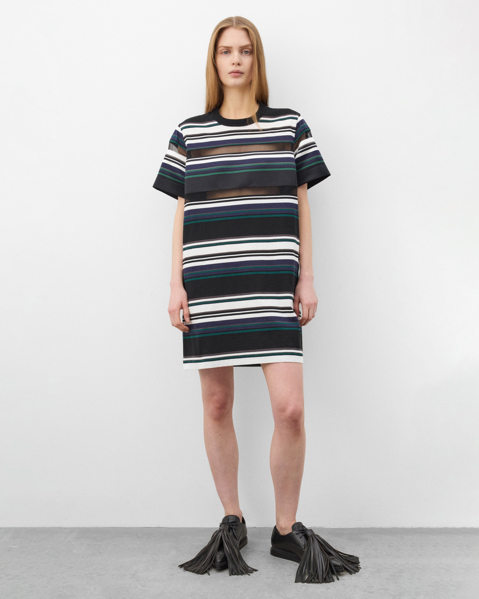 Sacai : Women's Stripe Cotton Jersey Dress (Black/White/Blue) | Dover Street Market London Sacai : Women's Stripe Cotton Jersey Dress (Black/White/Blue) | Dover Street Market London