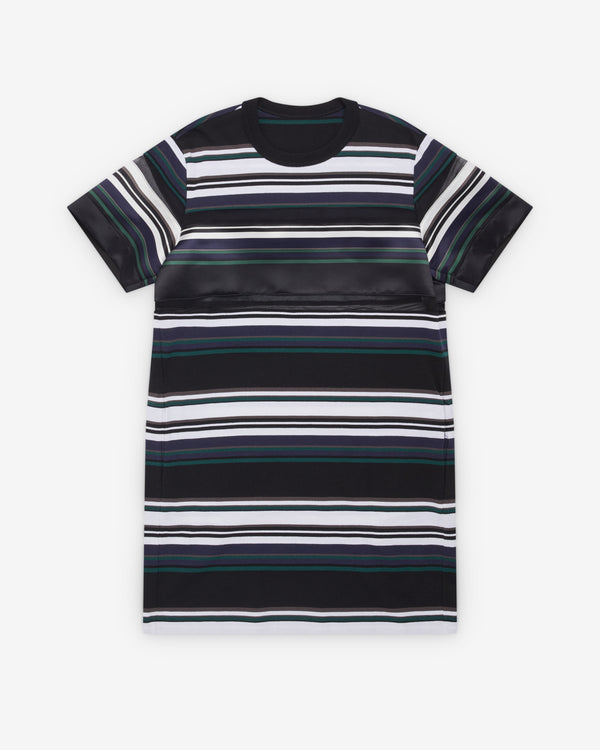 Sacai  - Women's Stripe Cotton Jersey Dress - (Black/White/Blue)
