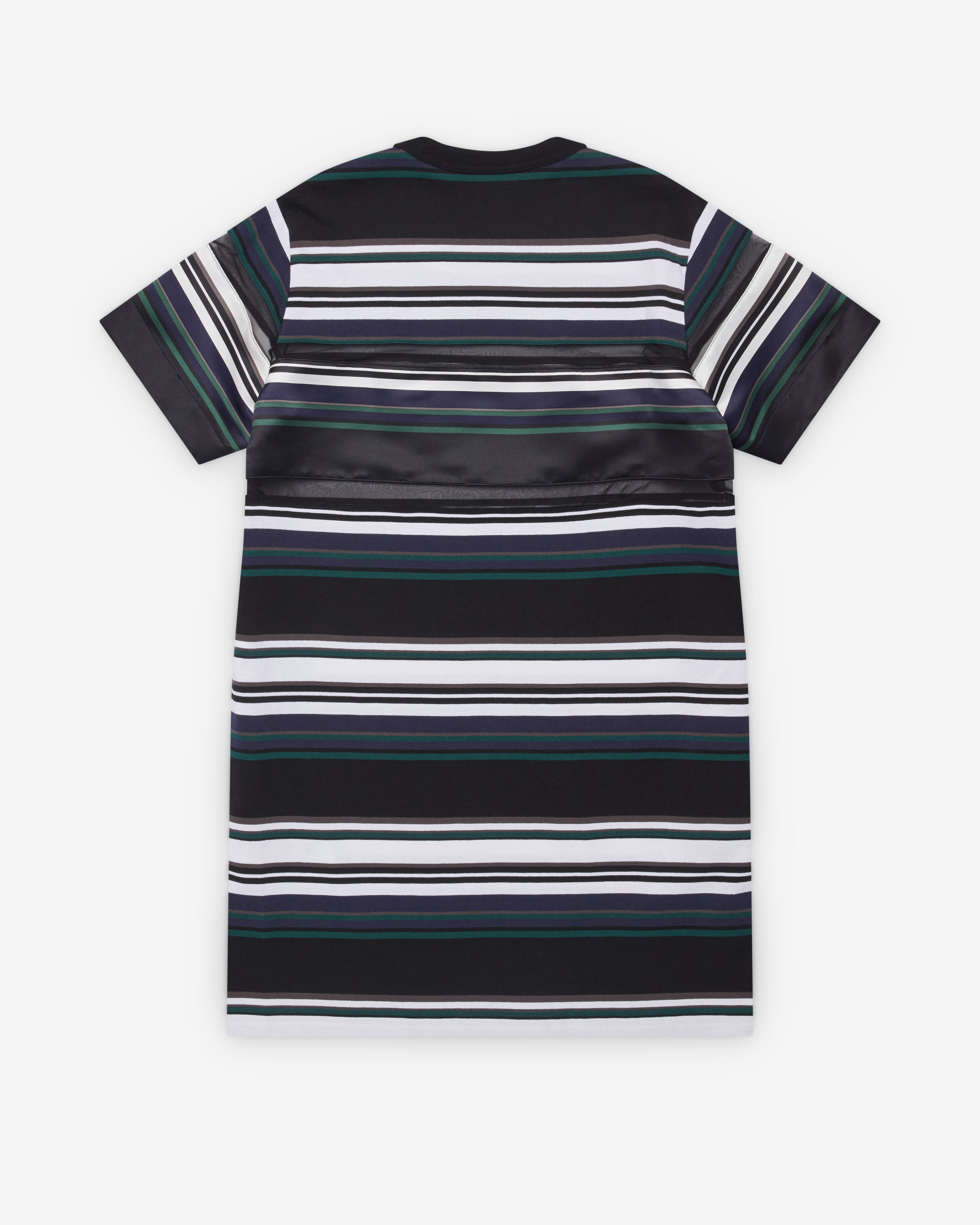 Sacai : Women's Stripe Cotton Jersey Dress (Black/White/Blue