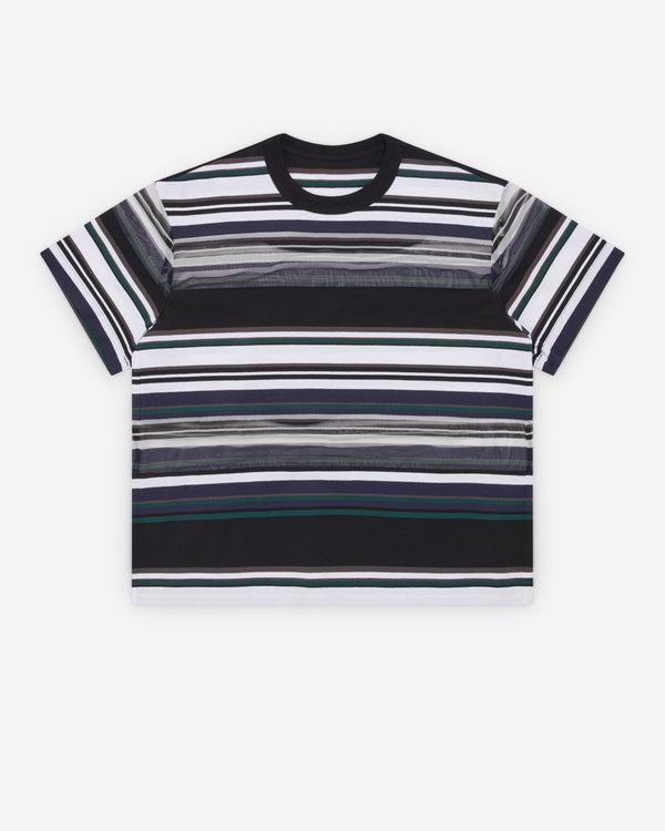 Sacai  - Women's Stripe Cotton Jersey T-Shirt - (Black/White/Blue)