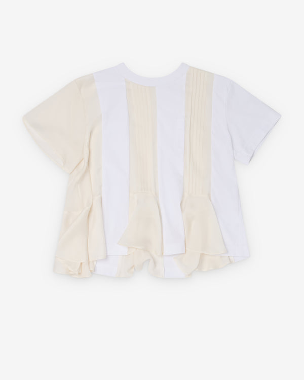 Sacai  - Women's Satin X Cotton Jersey T-Shirt - (White/Cream)