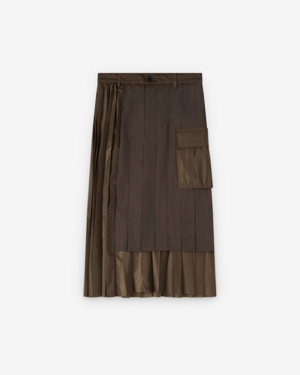 Sacai  - Women's Suiting x Nylon Twill Skirt - (Brown/Khaki)
