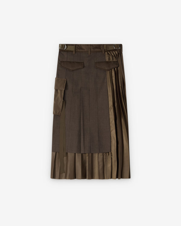 Sacai  - Women's Suiting x Nylon Twill Skirt - (Brown/Khaki)