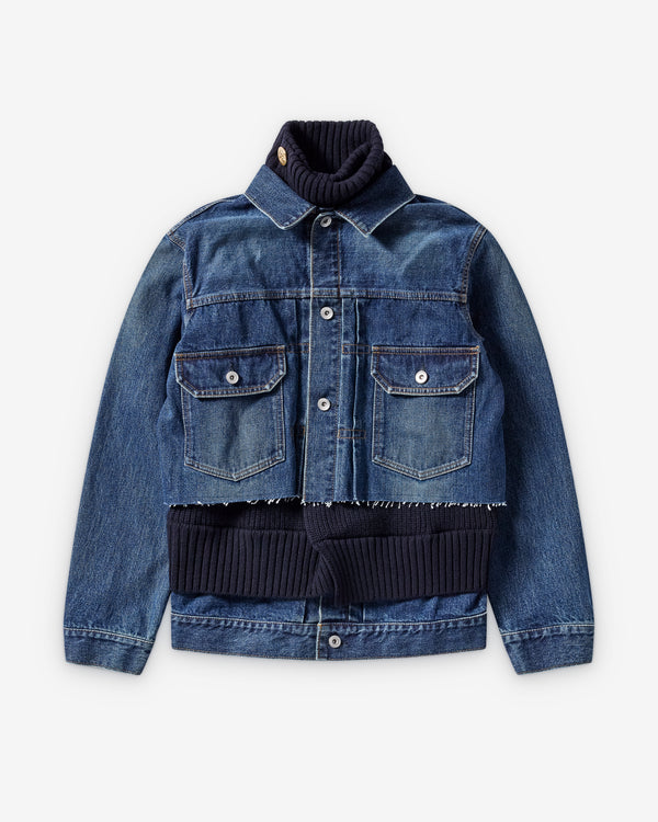 Sacai  - Women's Denim Knit Jacket - (Blue/Navy)