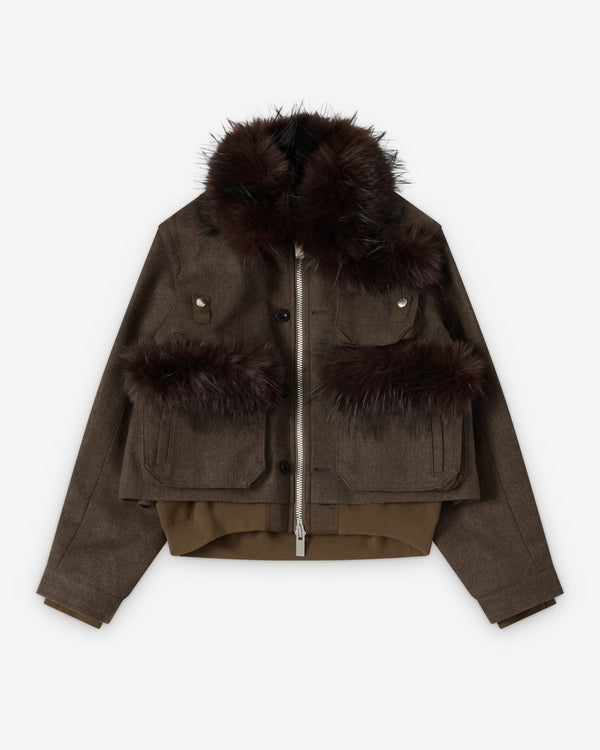 Sacai  - Women's Wool Melton Blouson - (Khaki)