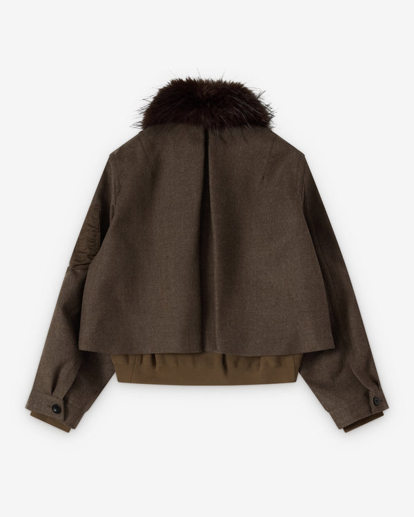 Sacai  - Women's Wool Melton Blouson - (Khaki)