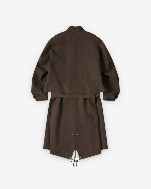 Sacai  - Women's Wool Flannel x Nylon Twill Coat - (Khaki)