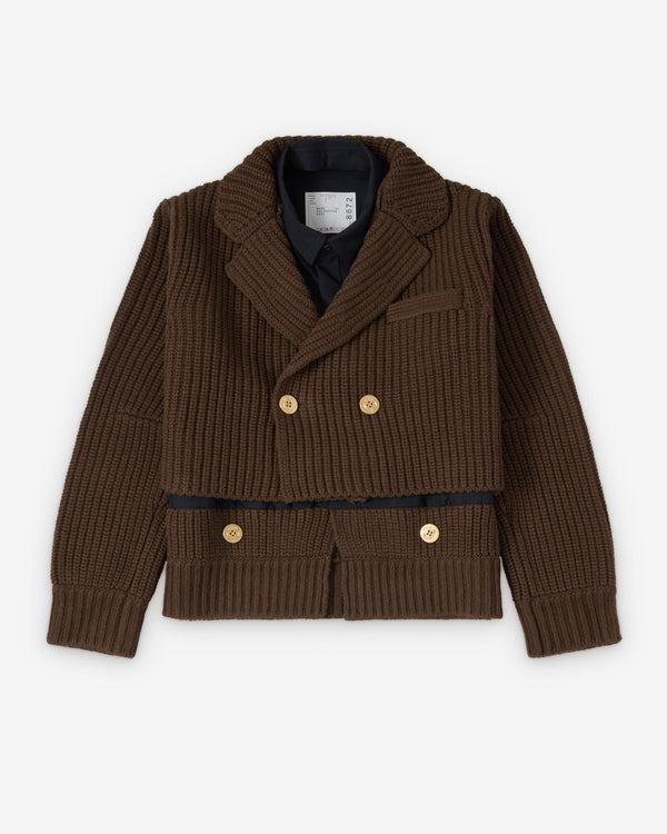 Sacai  - Women's Wool Knit x Suiting Jacket - (Khaki)