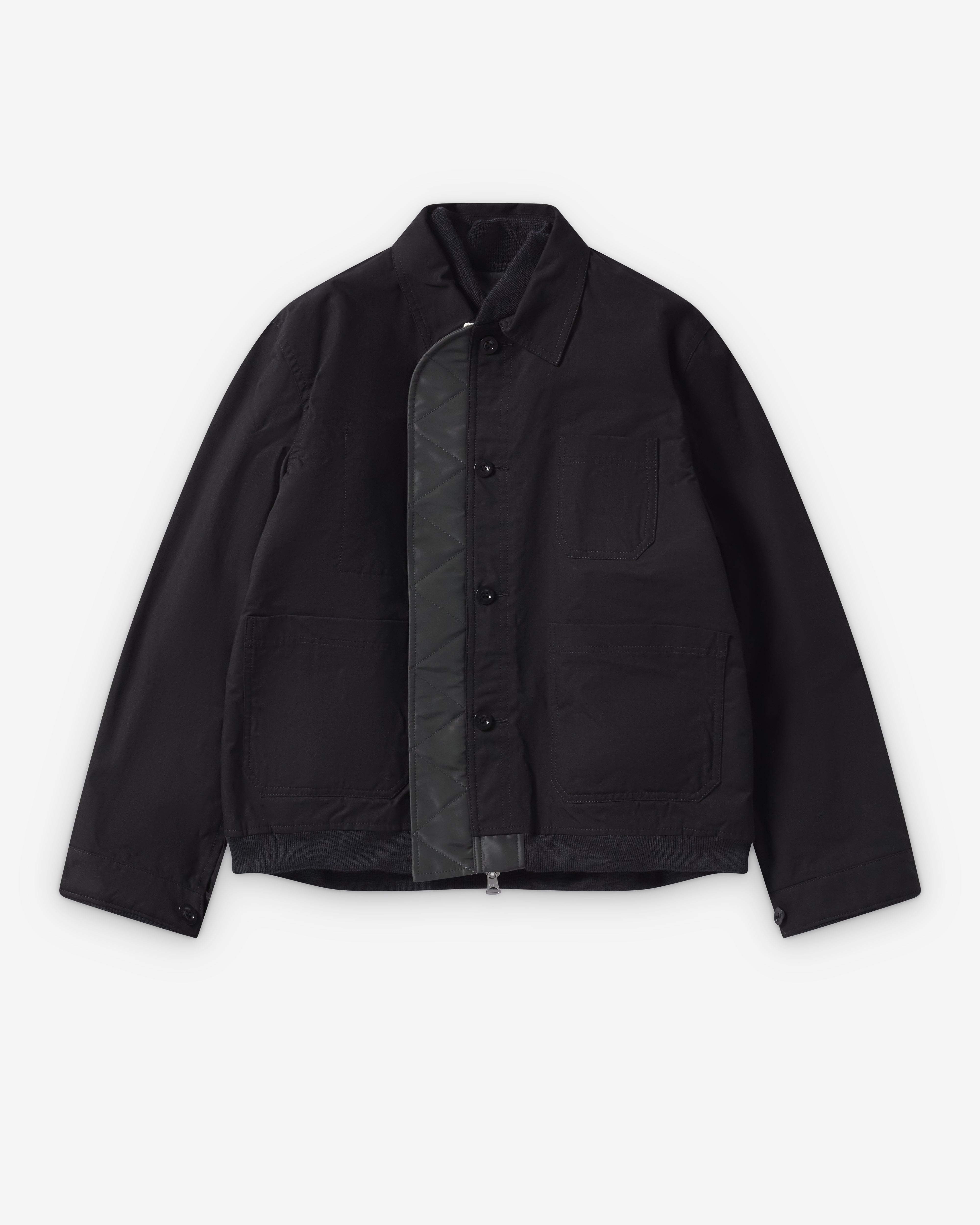Sacai : Men's Nylon Twill X Rip Stop Reversible Jacket (Black