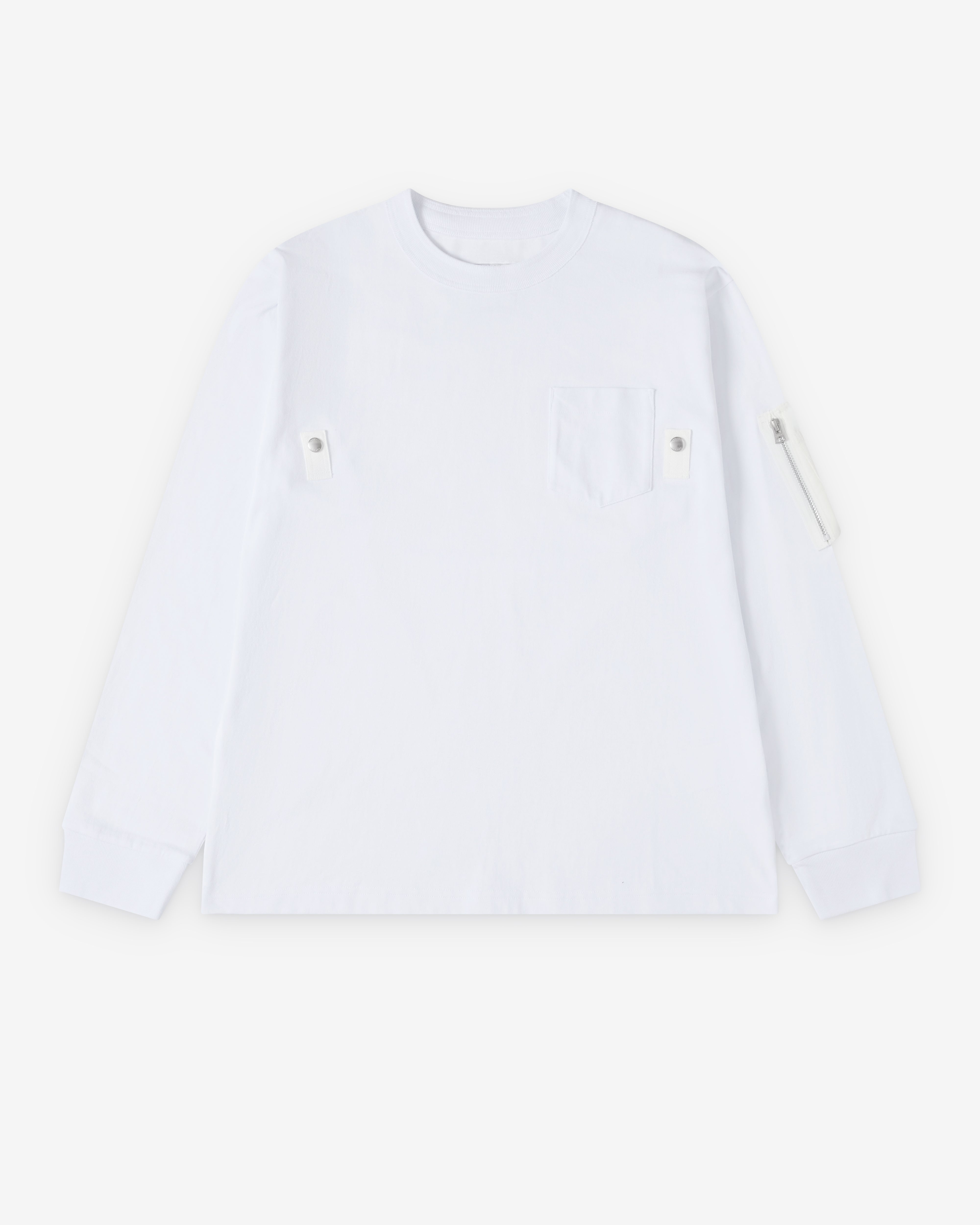 Sacai : Men's Jersey Long Sleeve T-Shirt (White) | Dover Street