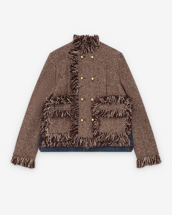 Sacai  - Women's Tweed X Denim Jacket - (Khaki/Blue)