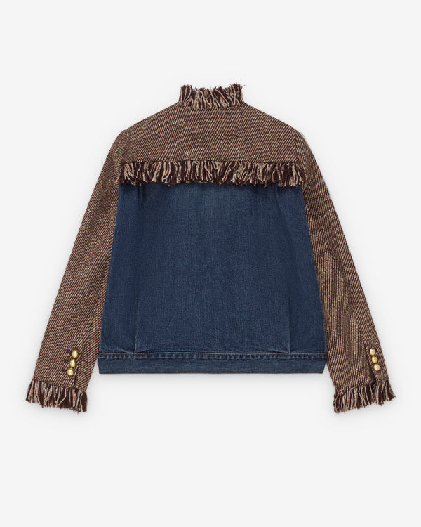 Sacai  - Women's Tweed X Denim Jacket - (Khaki/Blue)