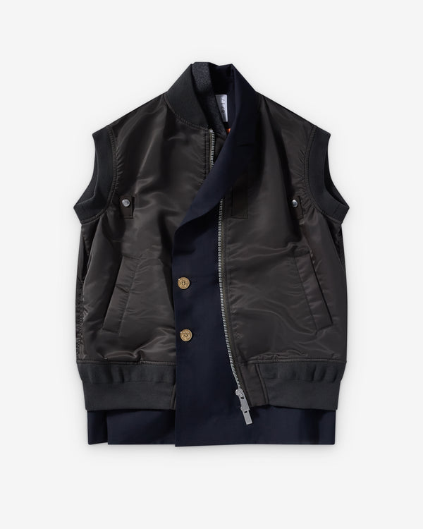 Sacai - Women's Nylon Twill X Suiting Vest - (Dark Grey/Navy)