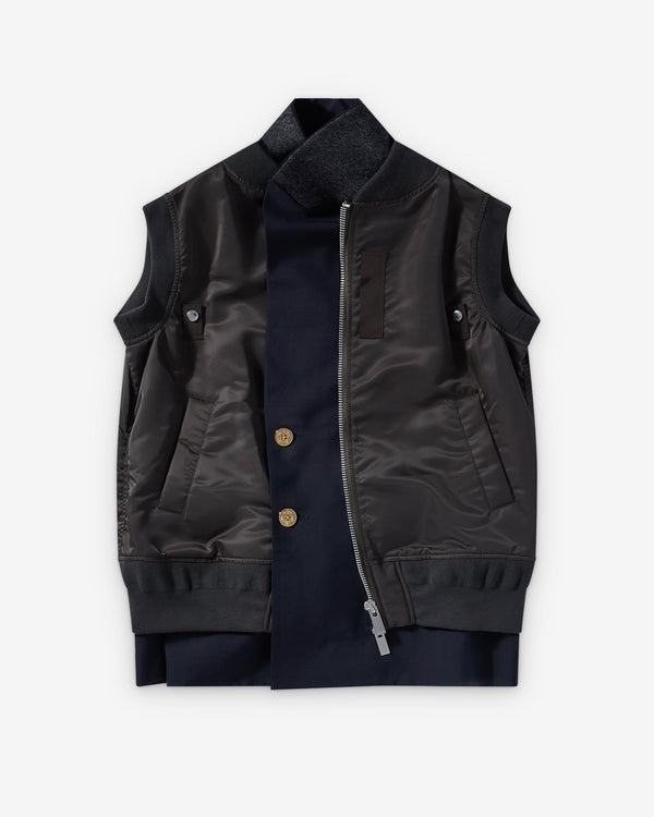 Sacai - Women's Nylon Twill X Suiting Vest - (Dark Grey/Navy)
