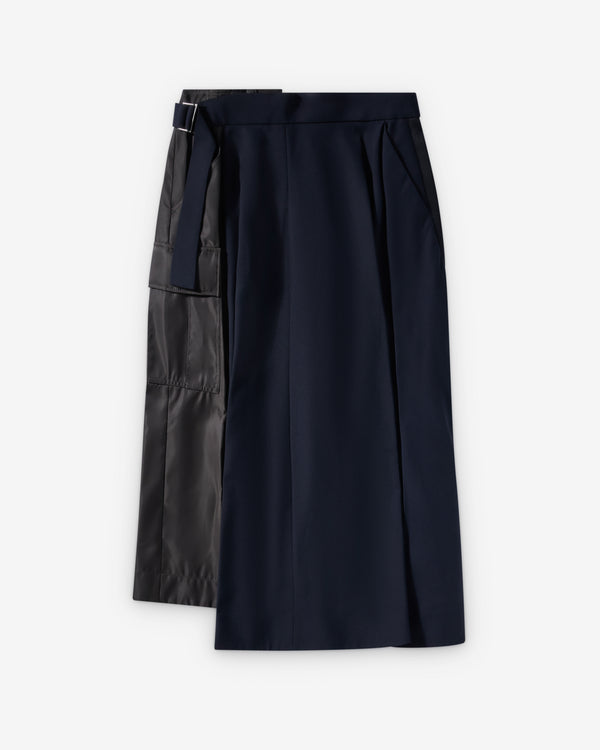 Sacai  - Women's Nylon Twill X Suiting Skirt - (Dark Grey/Navy)