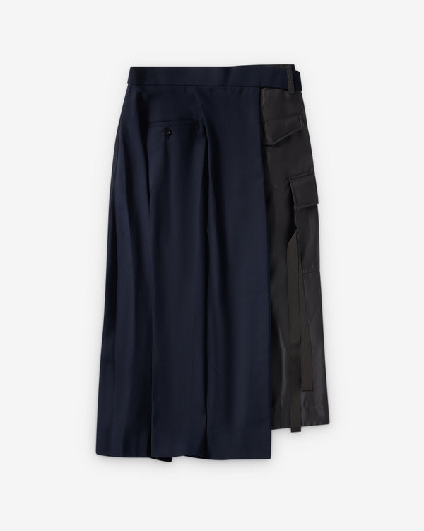 Sacai  - Women's Nylon Twill X Suiting Skirt - (Dark Grey/Navy)