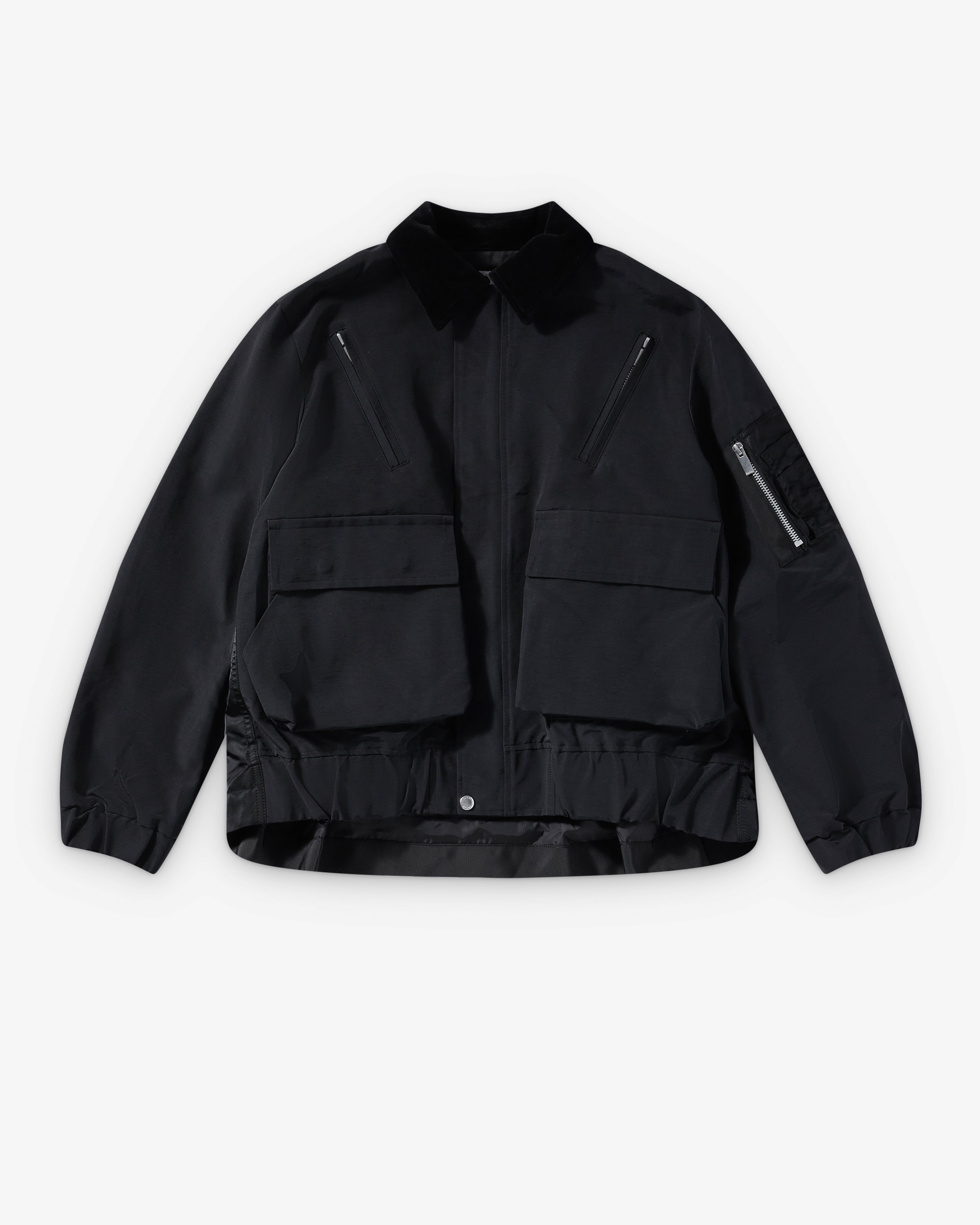 Sacai: Women's Grosgrain Bonding Jacket (Black) | Dover Street