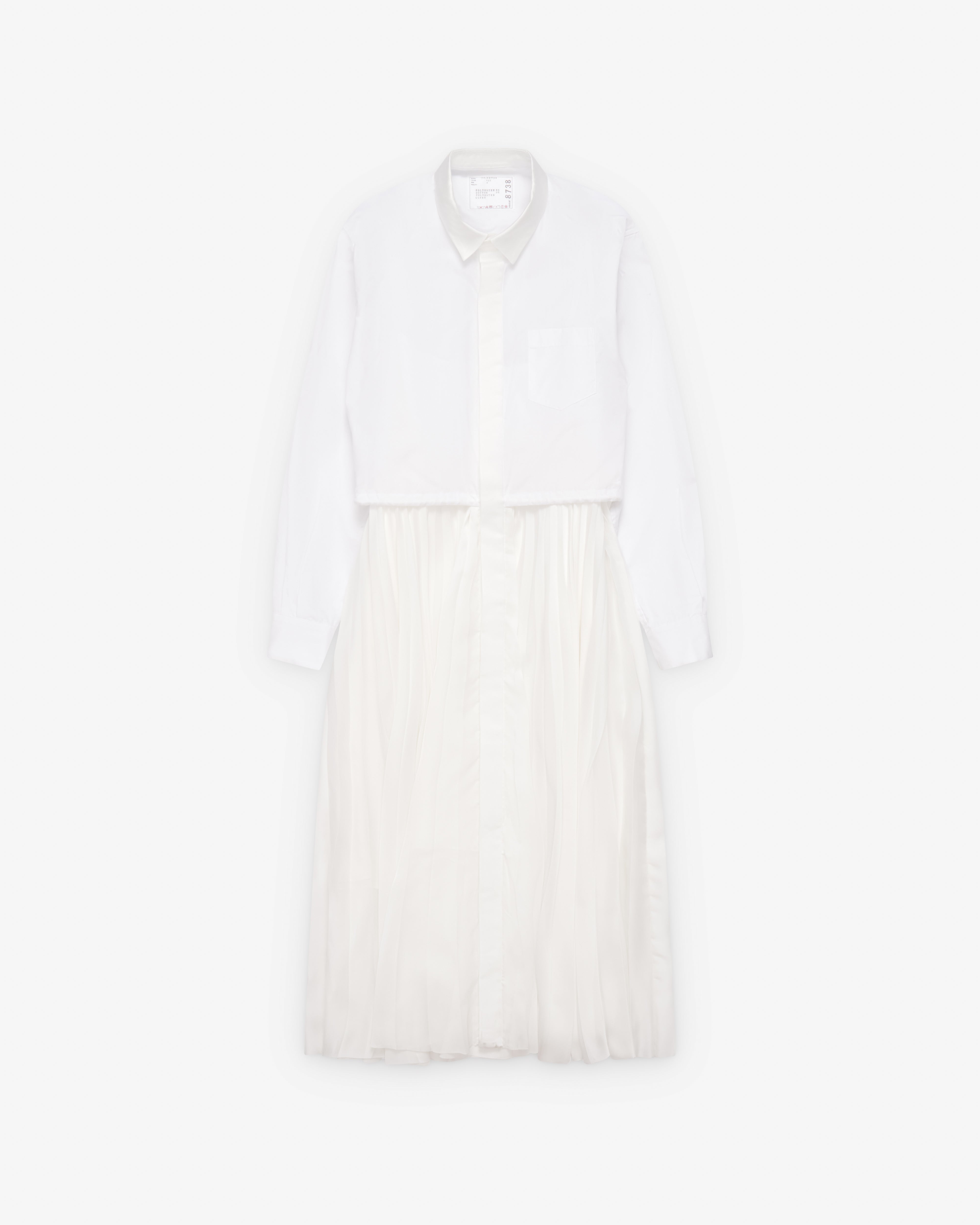 Sacai : Women's Poplin X Satin Dress (White) | Dover Street Market