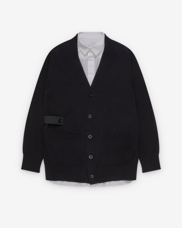 Sacai  - Women's Poplin X Cotton Knit Cardigan - (Black/White)