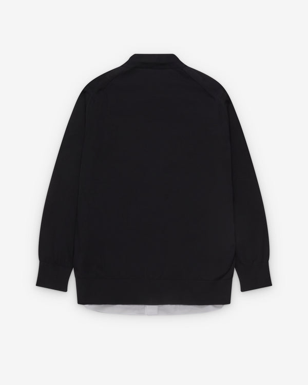 Sacai  - Women's Poplin X Cotton Knit Cardigan - (Black/White)