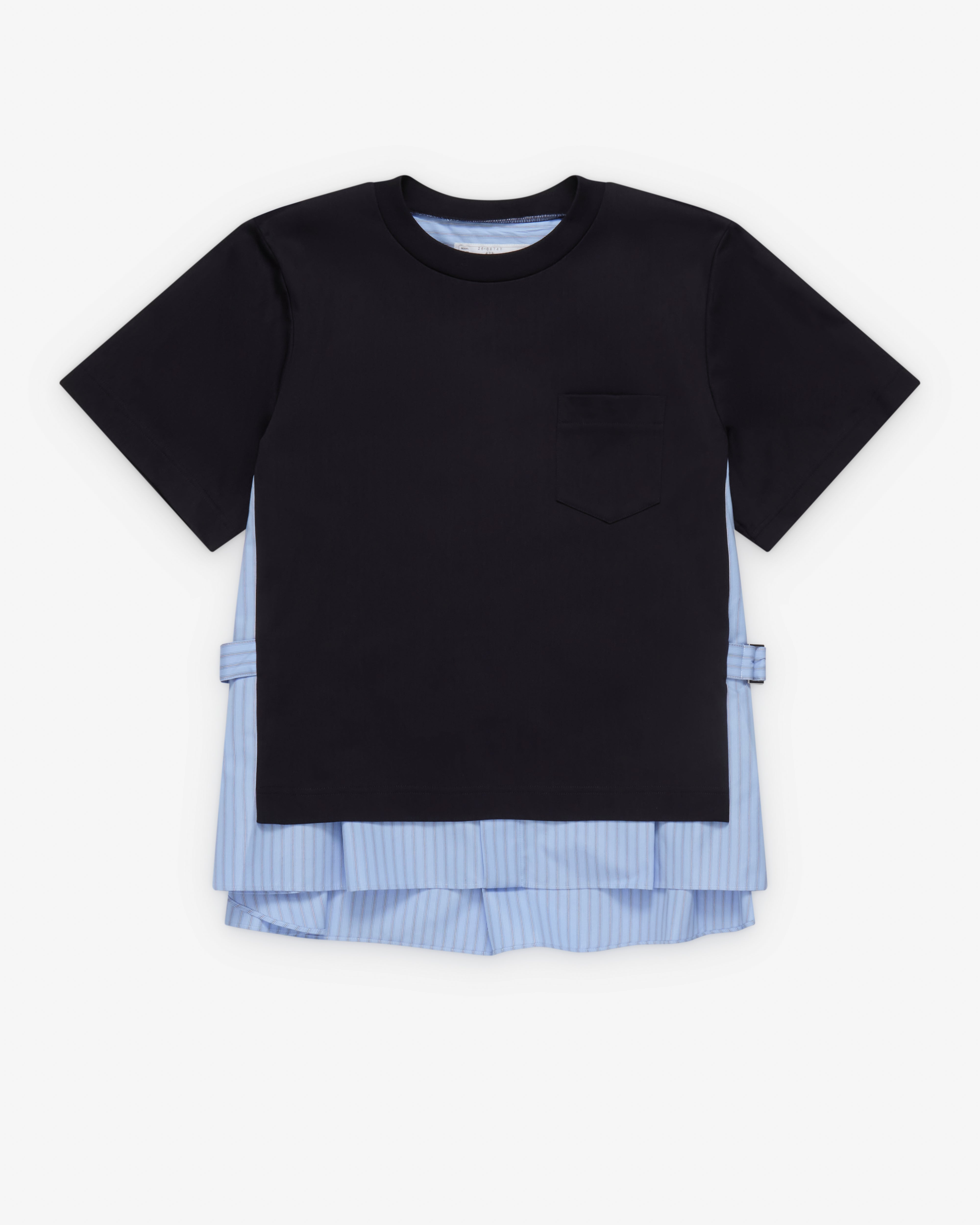 Sacai : Women's Poplin X Cotton Jersey T-Shirt (Black/Blue