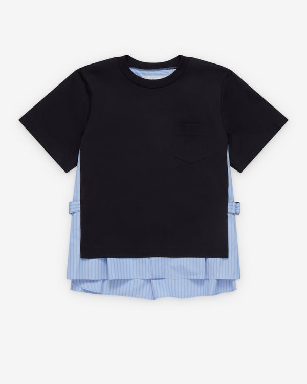 Sacai  - Women's Poplin X Cotton Jersey T-Shirt - (Black/Blue)