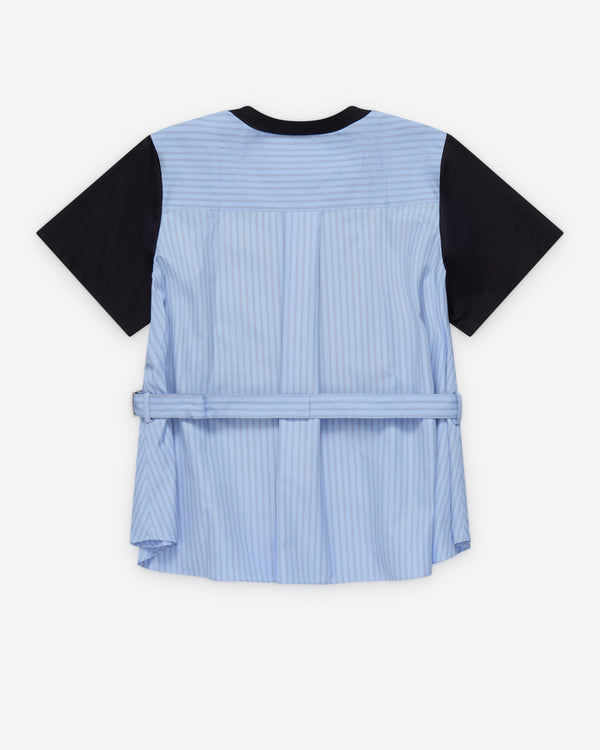 Sacai  - Women's Poplin X Cotton Jersey T-Shirt - (Black/Blue)