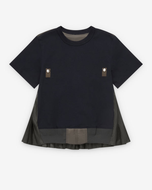 Sacai  - Women's Nylon Twill X Cotton Jersey T-Shirt - (Khaki/Navy)