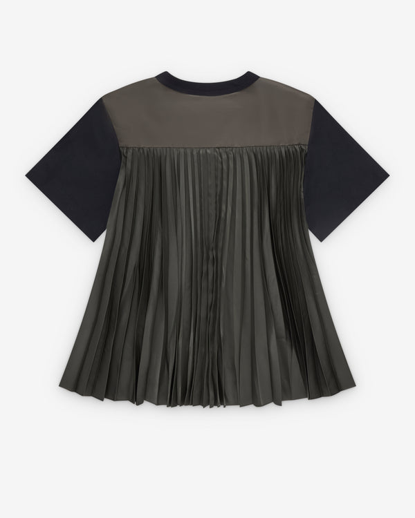 Sacai  - Women's Nylon Twill X Cotton Jersey T-Shirt - (Khaki/Navy)