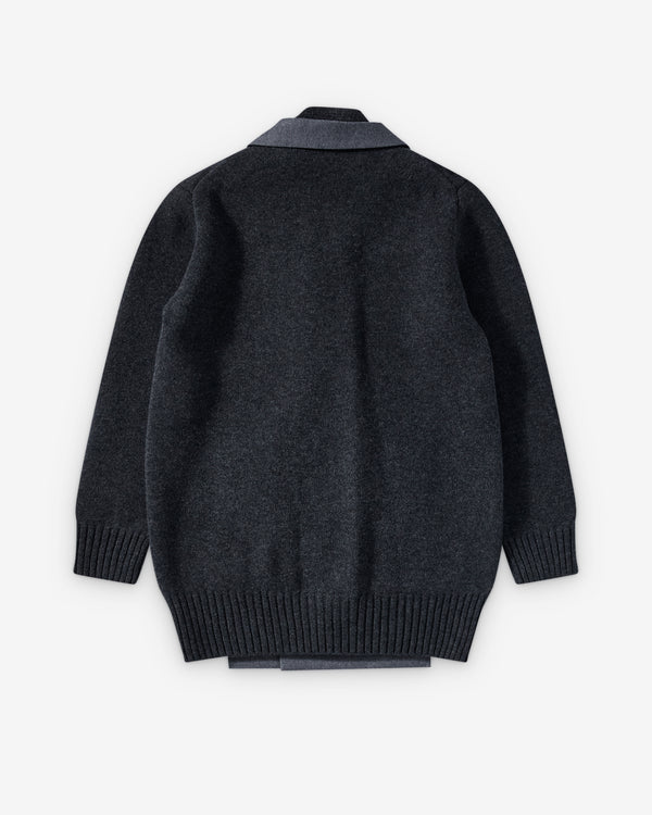 Sacai  - Women's Wool Flannel X Wool Knit Cardigan - (Grey/Navy)