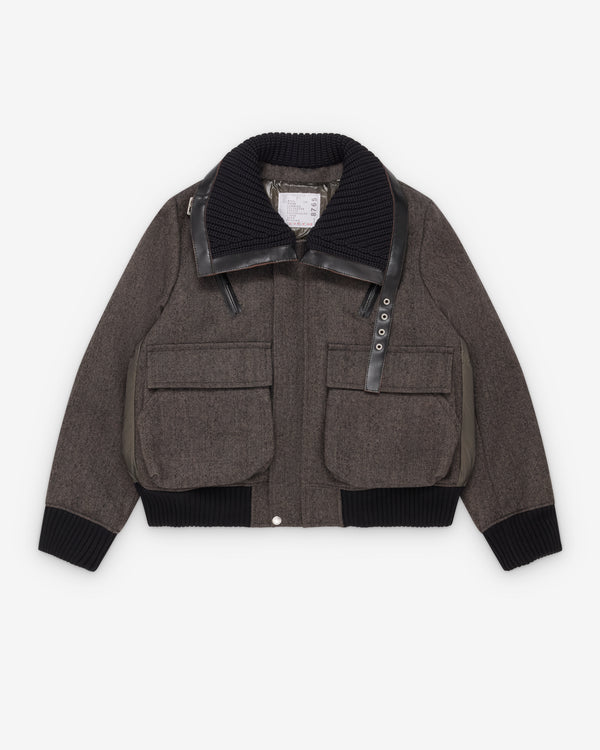Sacai  - Women's Double-Faced Herringbone Puffer Jacket - (Brown)