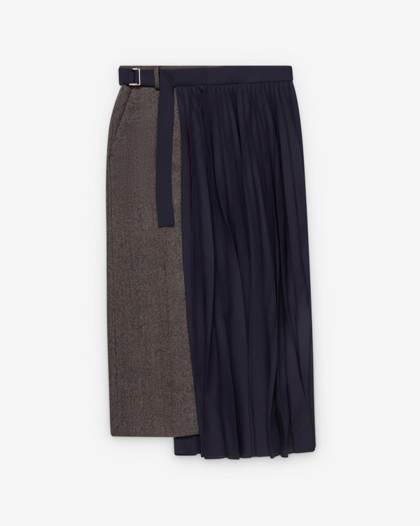 Sacai  - Women's Double-Faced Herringbone X Suiting Skirt - (Khaki/Navy)