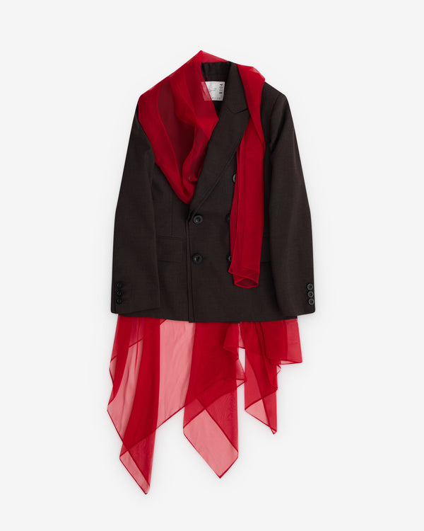 sacai - Women's Tulle Drape Blazer - (Burgundy/Red)