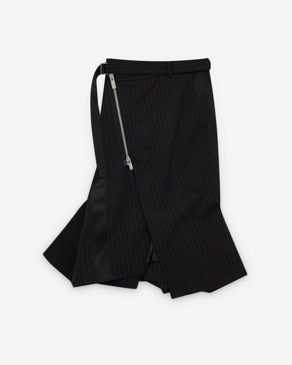 sacai - Women's Stripe Doeskin Skirt - (Black)