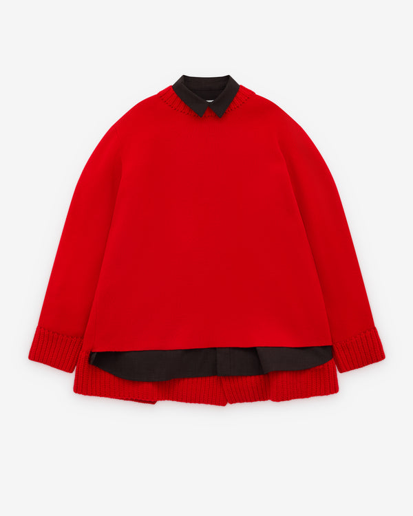 Sacai - Women's Layered Wool Knit Dress - (Red/Brown)