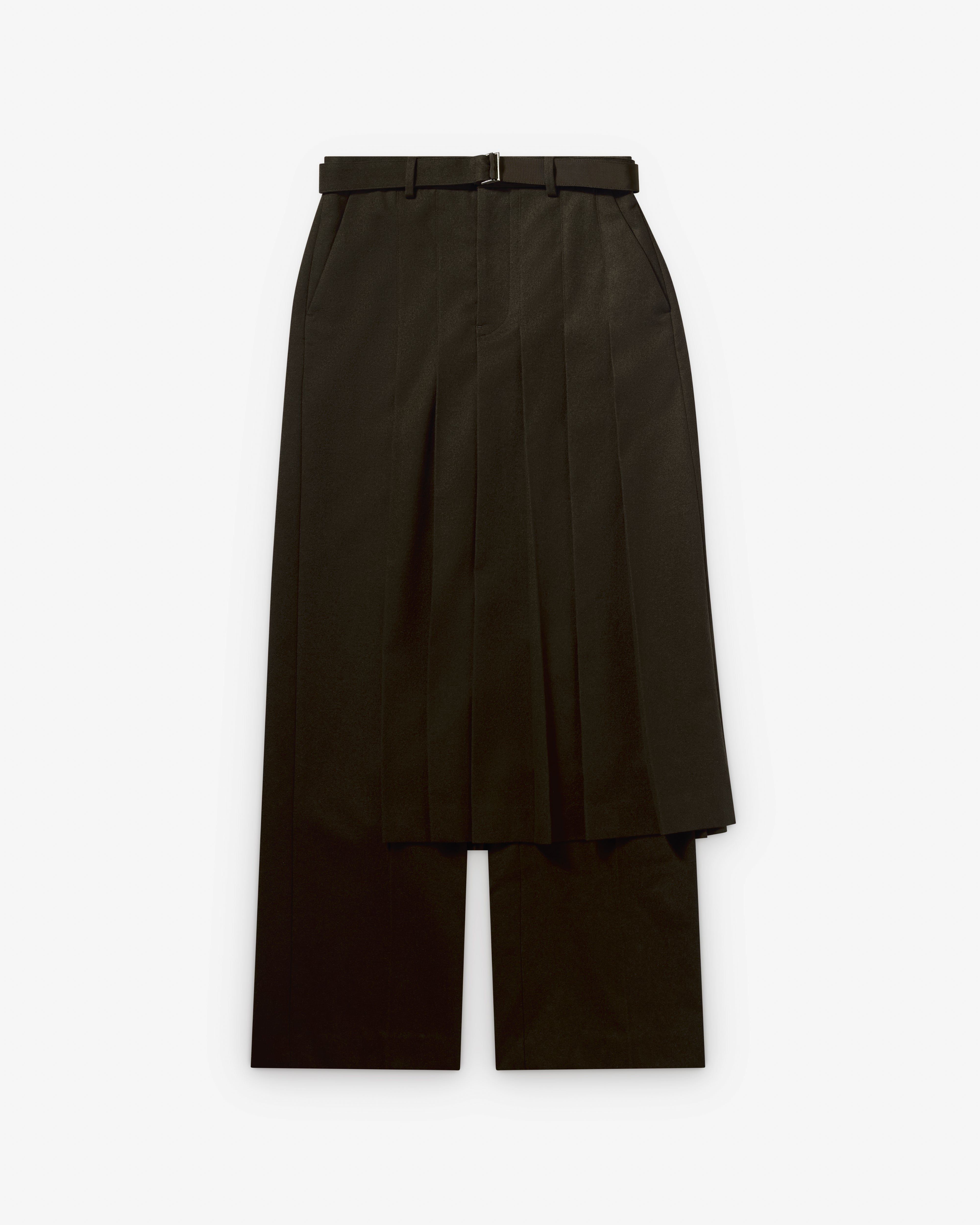 Sacai : Women's Wool Flannel Pants (Dark Brown) | Dover Street