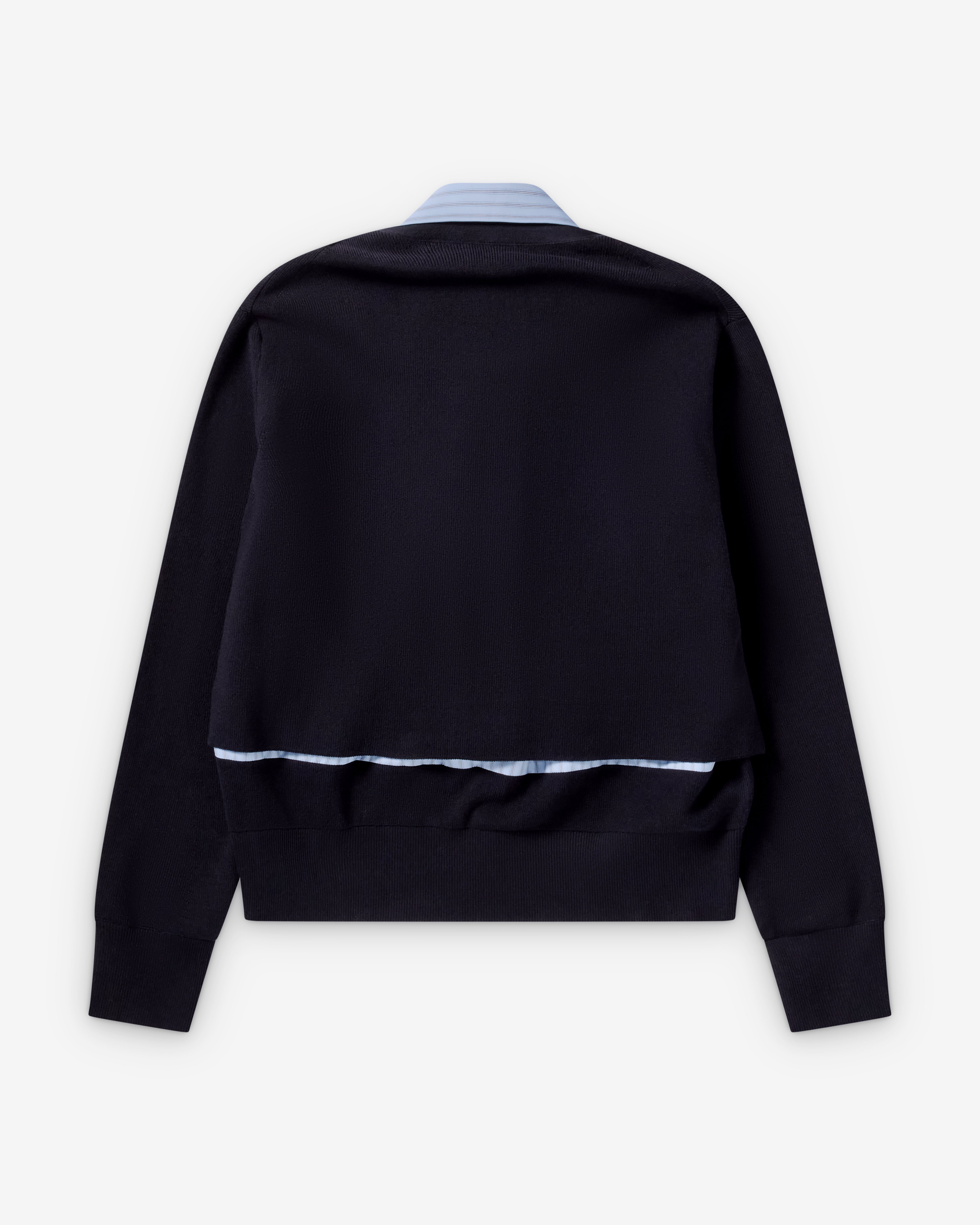 Sacai : Women's Cotton Knit Cardigan (Blue/Navy) | Dover Street