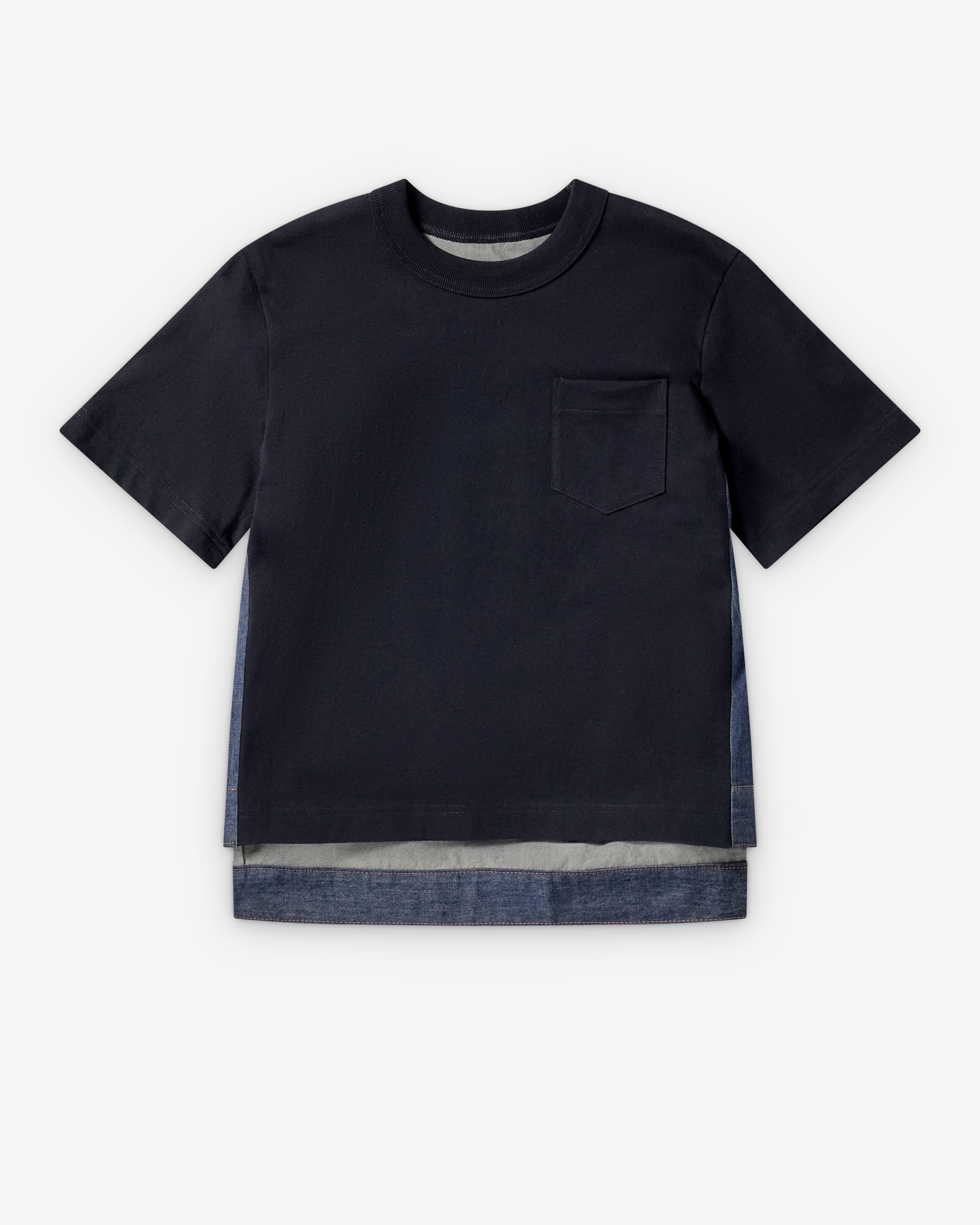 Sacai : Women's Denim Jersey T-Shirt (Navy/Denim) | Dover Street