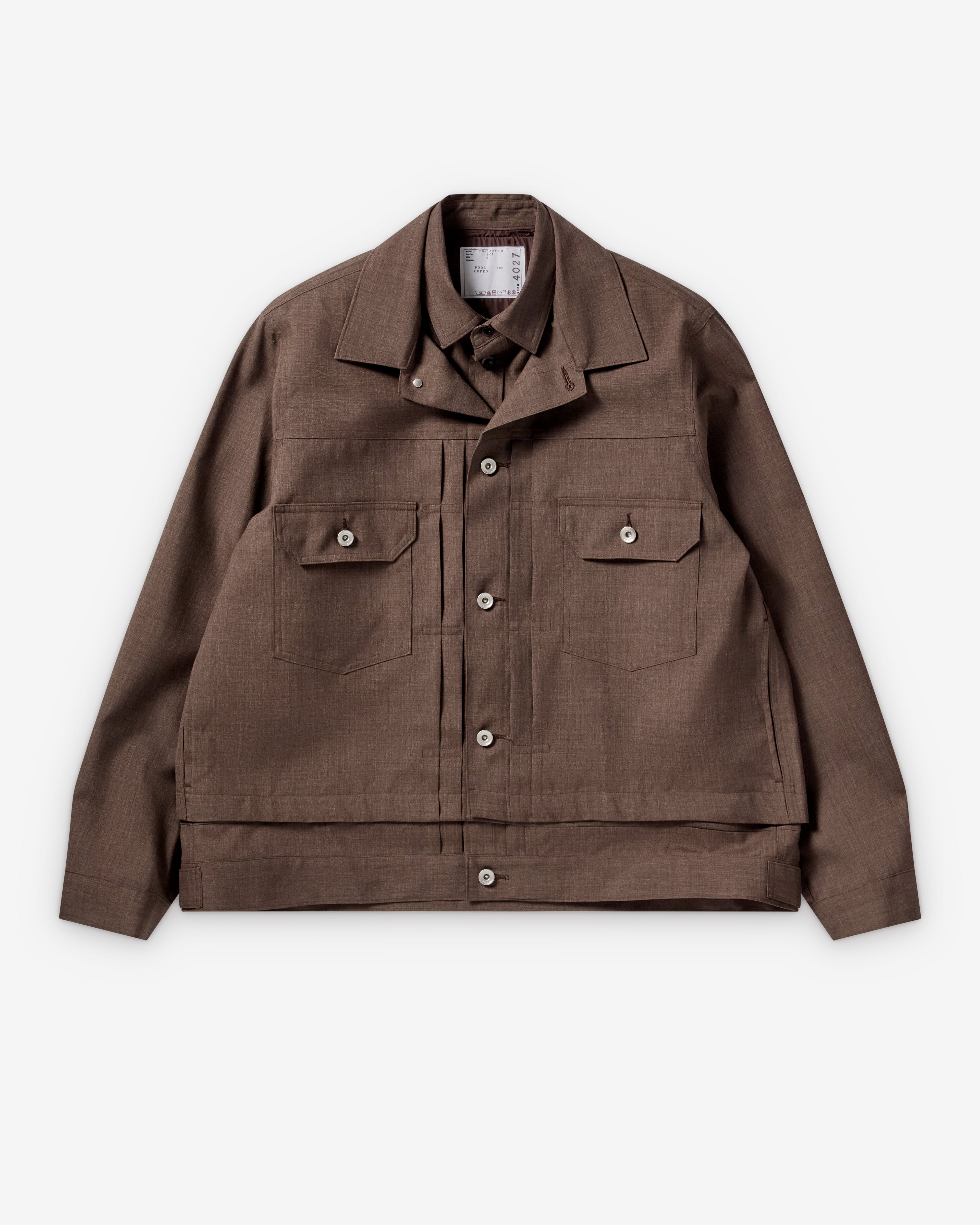 Sacai : Men's Suiting Jacket (Brown) | Dover Street Market London