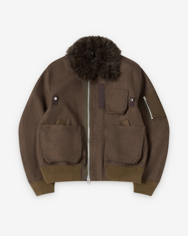 Sacai  - Men's Wool Melton Jacket - (Khaki)