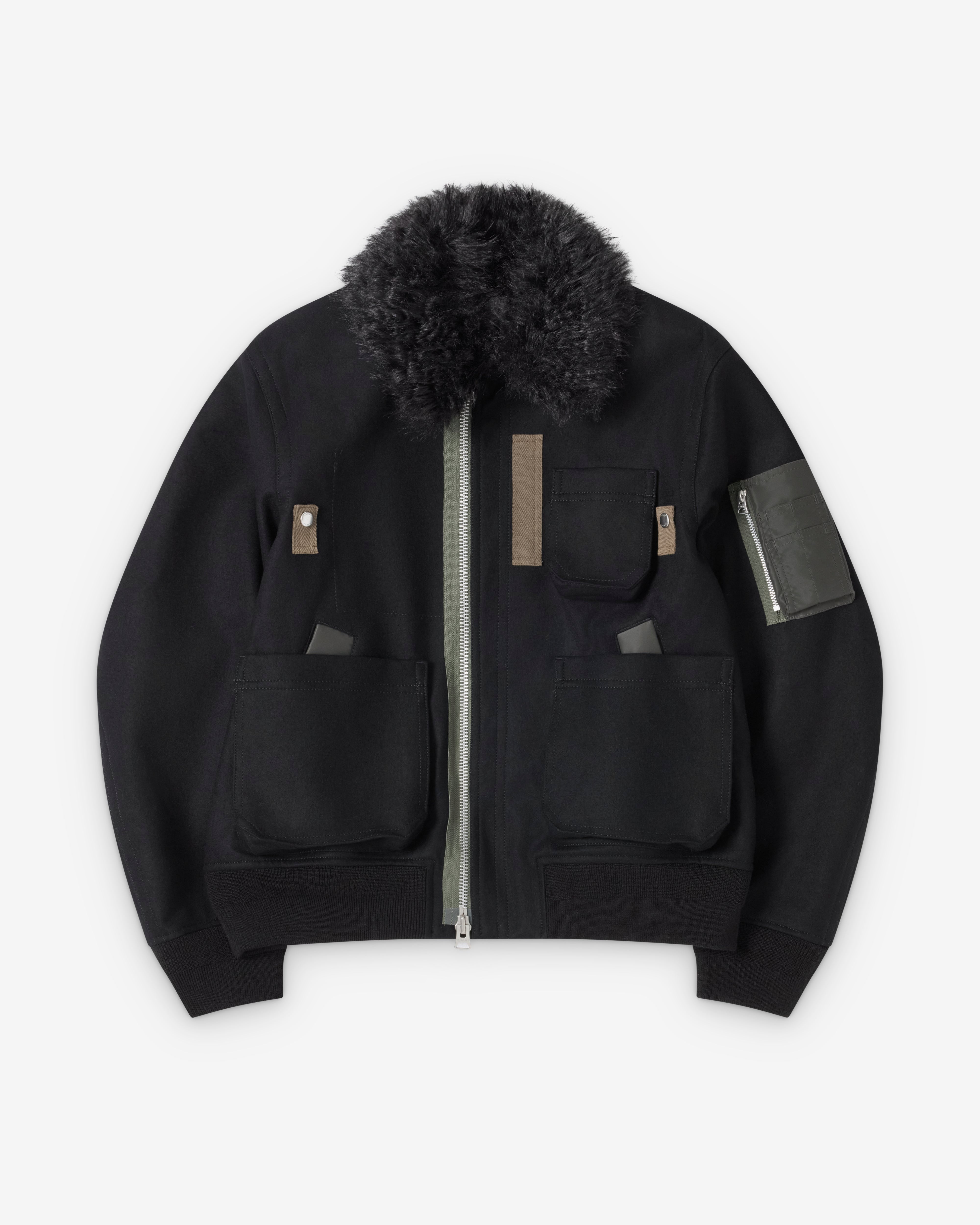 Sacai : Men's Wool Melton Jacket (Black) | Dover Street Market London